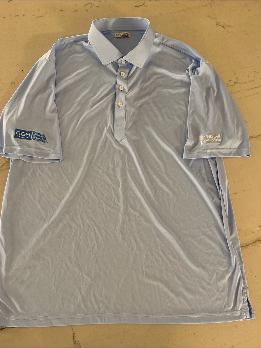 Collars And Co Men’s Dress Collar Polo Shirt Light Blue XL Valspar Championship